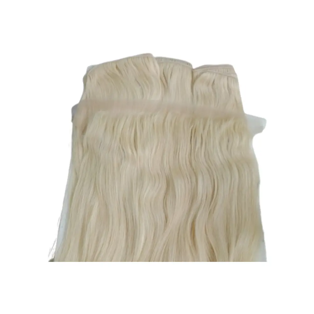 Hot Deal 2024 Natuurlijke Blonde Golvende Menselijke Haarverlenging Met 100% Remy Maagdelijk Haar Te Koop Door Indiase Exporteurs