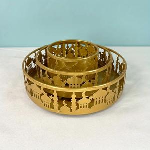 Alta calidad personalizado árabe Ramadán lujo oro placas de Metal bandejas 3 uds bandeja decorativa de hierro placa para Decoración de mesa Eid - Product Image 1