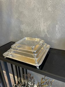 Square Shape Aluminum And Brass Serving Tray Ideal For Presenting Desserts <b>Sweets</b> And Snacks During <b>Parties</b> - Product Image 5
