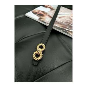 Women's <b>Black</b> <b>Thin</b> <b>Belt</b> with Gold Buckle (Suitcase: Jacket <b>Belt</b>, Shirt <b>Belt</b>, Dress <b>Belt</b>) - <b>Black</b> - Product Image 4