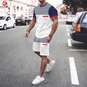 Streetwear personnalisés pour hommes Survêtements de sport T-shirt unisexe vierge Ensembles de shorts d'entraînement pour hommes 2 Pcs Survêtements courts - Product Image 2