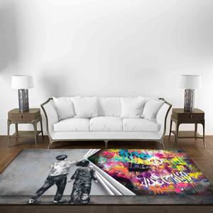 Tapis imprimé Banksy Behind the Curtain - Décoration de salon tendance, tapis en velours - Product Image 2