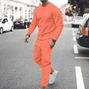 Jersey informal de color sólido, conjunto de chándal cálido de manga larga deportiva para adultos, cuello redondo, invierno, de talla grande, a la moda - Product Image 5