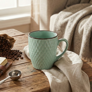 Juego de 2 Tazas de Té de Cerámica Verde Mar Minimalistas para Regalos - Product Image 2