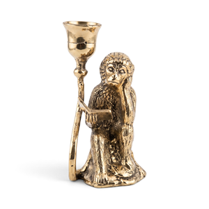 Portavelas de Latón con Diseño de Mono - Decoración para Mesa de Fiesta - Product Image 1