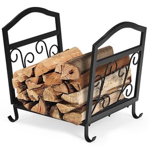 Circle Design Metal Firewood <b>Log</b> Holders Iron Round <b>Log</b> <b>Rack</b> <b>Indoor</b> & Outdoor Fireplace Black Firewood <b>Racks</b> - Product Image 6