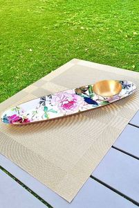 Plato ovalado de metal con estampado de flores a precio barato con tazón de inmersión a granel - Product Image 3