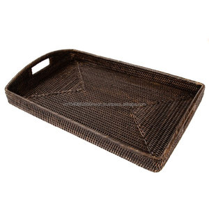 La bandeja de servicio redonda King Craft tejida a mano de Vietnam más vendida, cesta de mimbre para el hogar, bandeja de Vietnam - Product Image 2