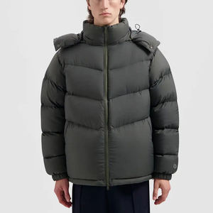 Chaqueta acolchada brillante para hombre, abrigo largo de punto informal con cierre de cremallera y diseño de burbuja con soporte trasero, venta al por mayor 2025 - Product Image 1