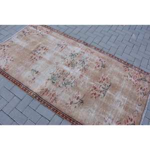 Classic Beige Brown 3.6 X 7ft Wool <b>Rug</b> Vintage Turkish Design Patchwork Pattern Latex for Living Teen's Bedroom <b>Bedside</b> <b>Rug</b> - Product Image 4
