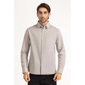 Chemises décontractées pour hommes 100 % coton, fermeture à double boutonnage, tissu popeline et satin, teinture unie MN-CS-SS25-185 ODM Coupe classique - Product Image 5