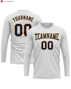 T-shirt de performance en jersey 100% coton personnalisé blanc avec garniture contrastée rouge-noir à manches longues style décontracté logo imprimé sur le devant - Product Image 4