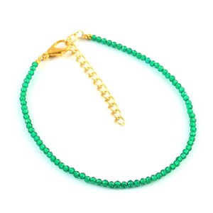 3mm Green <b>Onyx</b> Faceted Round Gemstone Beads Dainty <b>Bracelet</b> for Women Natural Stone Adjustable Healing Crystal <b>Bracelets</b> Gift - Product Image 2