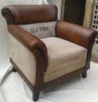 Sofá individual de lujo Chesterfield con estructura de madera, tapizado en cuero genuino, cómodo, para sala de estar.