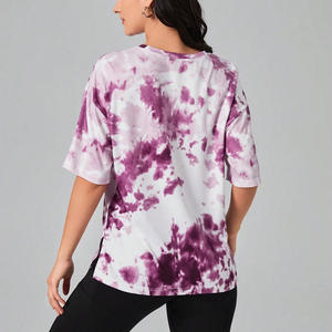 <b>Ladies</b> tie dye <b>t</b> <b>shirt</b> custom short sleeve <b>summer</b> top soft cotton breathable fabric with personalized branding available - Product Image 2