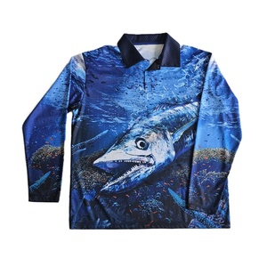 Polo de pêche à manches longues UPF50 + Protection solaire-Conception personnalisée prête à la sublimation, tissu anti-UV à séchage rapide - Product Image 2
