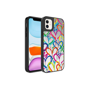 Coque de téléphone JoieCreatif finition brillante effet diamant pour iPhone 11 12 Pro Max – Motif cœur miroir, protection de l'appareil photo, coque en silicone - Product Image 1