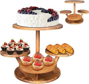 2024 Best Seller Event or Christmas Party Celebration Cake Server Stand Rounded Wooden Cake Stand Cup Cake Server Stand - Product Image 1