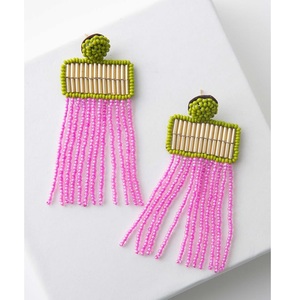 Festival Wear Pendientes de cuentas de semillas Pendientes de gota de cuentas de fiesta de diseño largo con aceptar diseño personalizado - Product Image 5