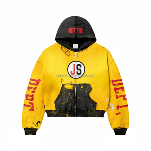 360 GSM Soft Cotton <b>Zipper</b> <b>Hoodie</b> Yellow <b>Black</b> Contrast Design Custom Logo Embroidery and Print Option Basics <b>Zipper</b> <b>Hoodie</b> - Product Image 1