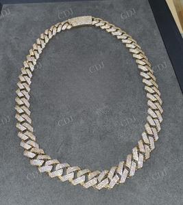 แฟชั่นสุดหรูของผู้ชายสร้อยคอไมอามี่คิวบาเชื่อมโยงโซ่ VVS Moissanite เพชรสีทองสเตอร์ลิงเงินสุดเจ๋งสำหรับปาร์ตี้ฮิปฮอป - Product Image 2