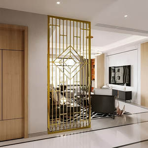 Luxury Foldable Room <b>Divider</b> PVD Gold Stainless Steel Partition Wall Elegant Privacy <b>Screen</b> for Living Room <b>Office</b> Partition - Product Image 1
