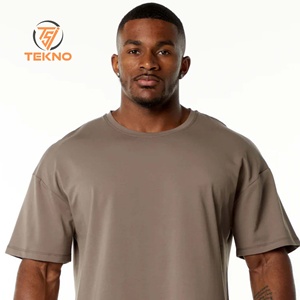 Venta al por mayor de alta calidad de gran tamaño sólido patrón camiseta pesado Jersey para hombres Unisex de talla grande transpirable camiseta en blanco - Product Image 4