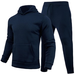 Couleur unie deux pièces décontracté hiver ensemble grande taille sweat à capuche pantalon de survêtement 100% coton pour le printemps automne activités de plein air - Product Image 4