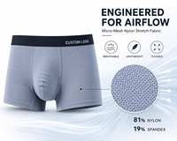 Boxers pour hommes avec logo personnalisé, en micro-mesh, 81% nylon, 19% élasthanne, respirants, extensibles, avec entrejambe en coton