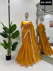 Indian Ethnic Wear Faux Georgette with Coding with Sequence Work Party Wear Saree with Mono Banglori Silk Blouse for Women Wear - Product Image 2