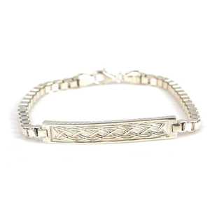 Bracelet en argent sterling 925 à motif tressé, chaîne cubique, plaqué rhodium et or, avec breloques en diamant et perle - Product Image 3
