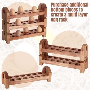 Porte-oeufs en bois plateaux de stockage de comptoir tenir des oeufs frais empilable diable organisateur rustique support conteneur - Product Image 3