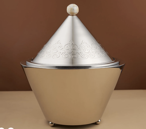 Cazuelas Blancas de Acero Inoxidable Hechas a Mano, de Lujo, Plateadas, Modernas, Estilo Árabe del Golfo, para Fiestas, Buffet, Calentadores de Comida, Hoteles, Clásicas - Product Image 1