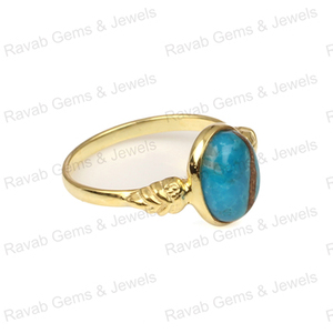 Los más vendidos de las mujeres Vintage 10x14mm forma ovalada hecha a mano genuina Smithsonite cobre 925 plata esterlina 18K oro relleno anillos finos - Product Image 5