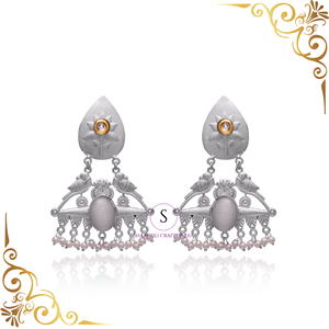 ต่างหูทุบสไตล์โบฮีเมียนสำหรับผู้หญิงสีเงินและสีขัดเงาประดับเพชรไข่มุกชุบทองสำหรับงานแต่งงานเครื่องประดับชิ้นใหญ่ - Product Image 4