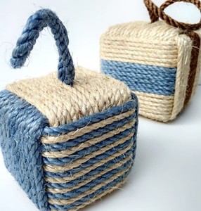 Rope Doorstop (5lb, 10lb, 16.5lb or 25lb Cube), Indoor Use, Sisal Rope Monkey Fist, Monkey's Fist Knot Door <b>Stopper</b> - Product Image 1