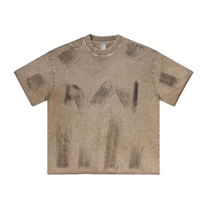 New Summer Arrival Oversized Blank Plain <b>Men</b> Acid Wash Boxy T-Shirts Heavyweight 100% Cotton Blank Plain <b>Men</b> <b>Cropped</b> T-Shirts - Product Image 1