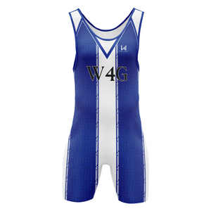 Wear 4 Games Custom Men's Team Wrestling Singlet Tights with Adjustable <b>Strap</b> Pull On & <b>Velcro</b> Closure Custom Team Name Logo - Product Image 4