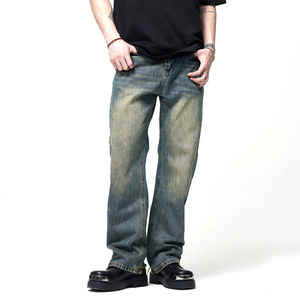 Jeans Holgados Rectos para Hombre de Alta Calidad, 100% Algodón, Transpirables, Pantalones Vaqueros Sueltos de Cintura Media, Estilo Clásico, Disponibles para Venta al por Mayor - Product Image 5