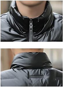 Veste matelassée élégante pour hommes Manteau thermique classique léger pour l'hiver Col à capuche en tissu de toile de haute qualité - Product Image 4