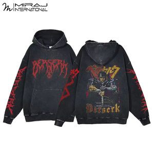 Black <b>Men's</b> Acid Wash <b>Hoodies</b> 100% Cotton High Quality Outer Wear with Customized Design Good Supplier - Product Image 3