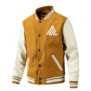 Streetwear personnalisé avant unisexe hommes en laine broderie Patch hiver polaire respirant écologique Bomber Letterman Varsity - Product Image 5