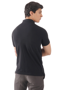 Chemise décontractée pour homme en polyester/coton tricoté de qualité supérieure, coupe ajustée, manches longues, col et poignets côtelés contrastants, respirante - Product Image 5