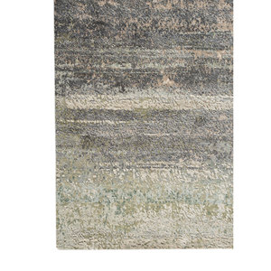Tapis en laine et soie noués à la main Entropy Ivory, coton biologique, motif abstrait, pour couloir, salon, tapis en jute pour la décoration intérieure - Product Image 4