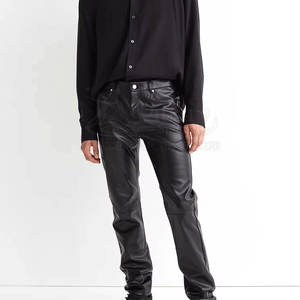 Pantalons en cuir pour hommes en matériaux de haute qualité Pantalon en cuir imprimé de logo personnalisé au meilleur prix Vente en gros - Product Image 5