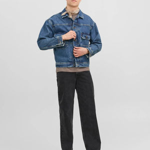 Veste en jean délavé pour homme, style streetwear, coupe légère, durable, respirante, coupe-vent, design personnalisable, effet délavé à l'acide - Product Image 3