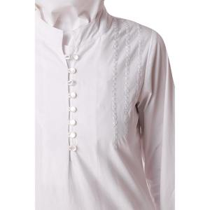 Hajna Modest - Túnica informal de algodón blanco con estampado de verano - Product Image 5