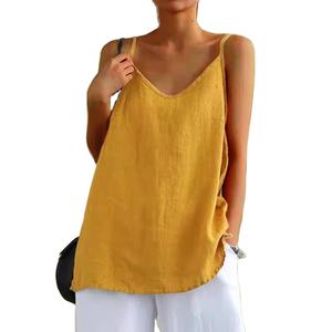 Nouveaux débardeurs décontractés amples, simples, tendance, chics, respirants, écologiques, anti-boulochage, style court, en coton et lin pour femme - Product Image 1