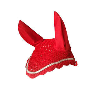 Diseño personalizado de alta calidad Color rojo Horse Fly Veil Ear Bonnet Producto de equitación ecuestre disponible en todo tipo - Product Image 6