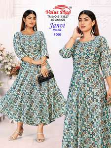 Présentation de nouvelles Kurta/Kurti de style ethnique indien pour femmes, pour un usage décontracté, en tissu rayonne et imprimé à la feuille d'aluminium, par Exports. - Product Image 2